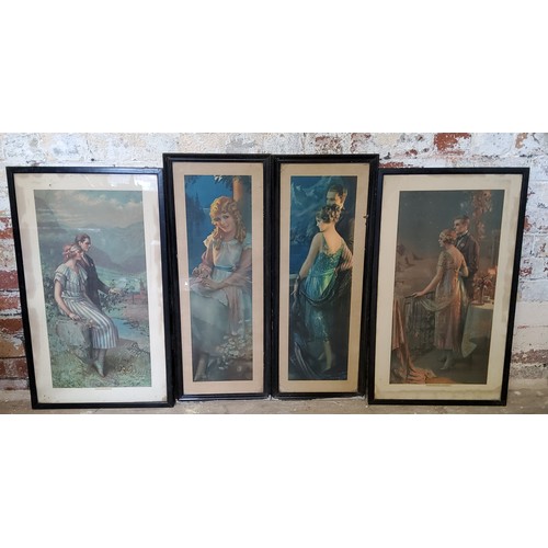 327 - Four large American Art Deco chromlithographs including 'Honeymooning In Egypt', 