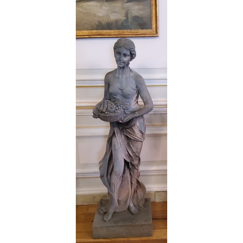 43 - Garden Statuary - A life-size statue of Pomona the goddess of abundance, the lead effect classical f... 