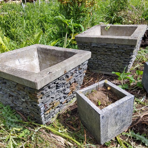 56 - Various slate effect garden planters