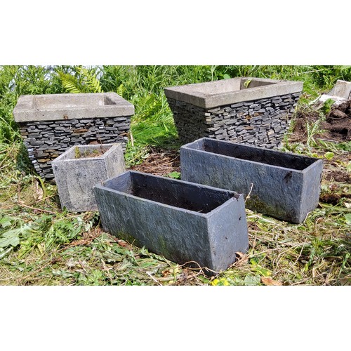 56 - Various slate effect garden planters