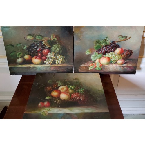 79 - Two decorative still life oil on canvas paintings, signed N Riegent; another signed R Laurent 41 x 5... 