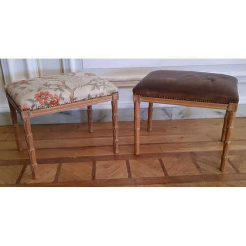 86 - Two modern carved limed oak dressing table stools