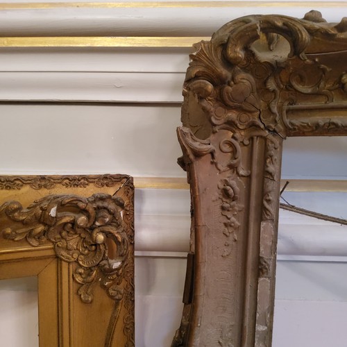 149 - Attic Finds - two 19th Century decorative gilt frames, found above the ballroom, A/F (as found)