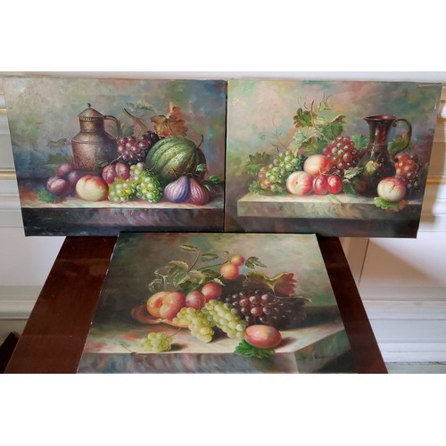 183 - Three decorative still life oil canvas paintings, signed W S Haus 41 x 51cms