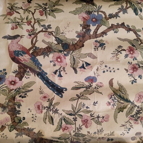 201 - Attic Finds - Various Toile De Jouy rolls ofwallpaper, an old off cut, handwritten original Chintz, ... 