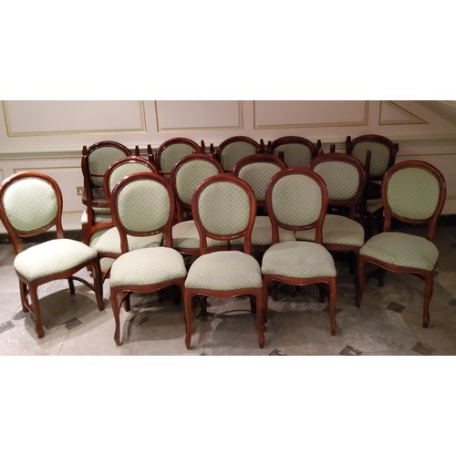 239 - A suite of Napoleon III inspired mahogany medallion back conference/ parlour chairs having a crinoli... 