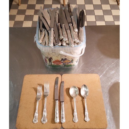 254 - Large quantity of Hiram Wild (Sheffield) silver plated cutlery, approx. quantity are; 12 soup spoon,... 