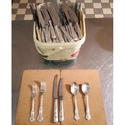 255 - Large quantity of Hiram Wild (Sheffield) silver plated cutlery, approx. quantity are; 12 soup spoon,... 