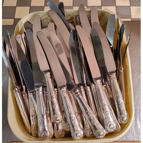 255 - Large quantity of Hiram Wild (Sheffield) silver plated cutlery, approx. quantity are; 12 soup spoon,... 