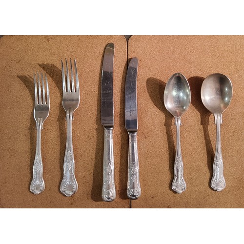 255 - Large quantity of Hiram Wild (Sheffield) silver plated cutlery, approx. quantity are; 12 soup spoon,... 