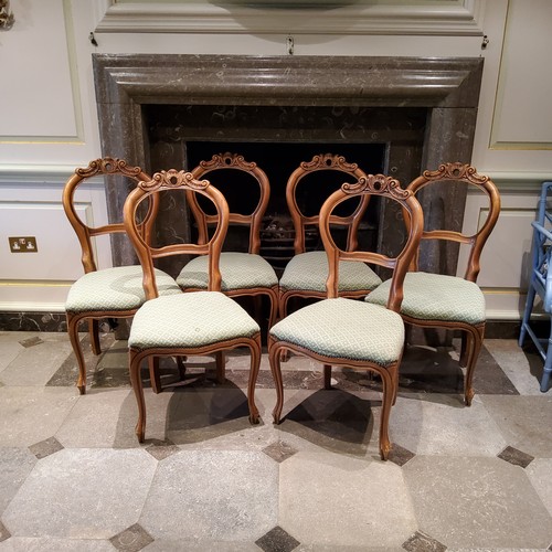 260 - A suite of six Louis XVI style balloon back parlour chairs