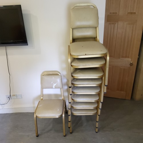 261 - Conference Stacking Chairs - a very large quantity of 50+ function room chairs with gilded metal fra... 