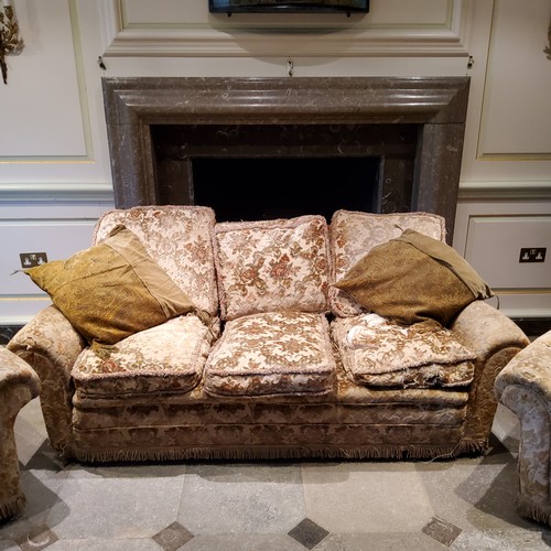 275 - A country house three piece suite in damask upholstery.