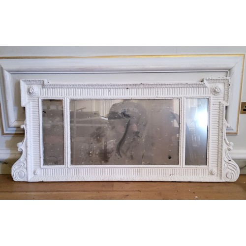 232 - A large 19th century French overmantel mirror, painted in white