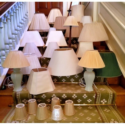 219 - Lighting - various lampshades and three table lamps