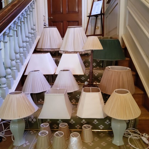 219 - Lighting - various lampshades and three table lamps