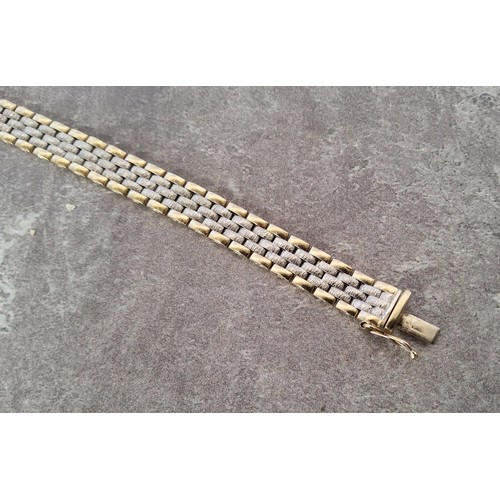 48 - A yellow & white gold brick link bracelet 13.58g