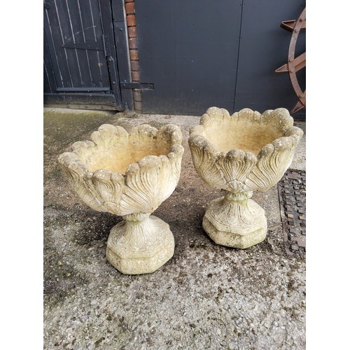 298 - Pair of stone effect urns / planters, each separate into two parts height 54cmm diameter 47cm