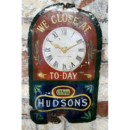 4 - Advertisement - an original Hudson's 1/4 pound packets shop front enamel sign produced by the Enamel... 