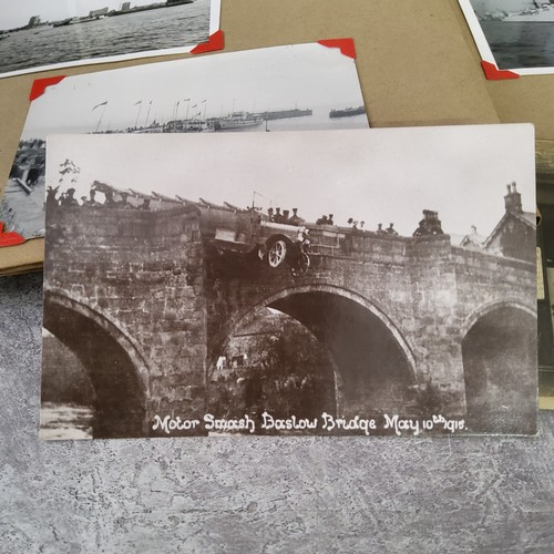 34 - Postcards & Photography - a local car wreckage real photo postcard 'Motor Smash Baslow Bridge 19... 