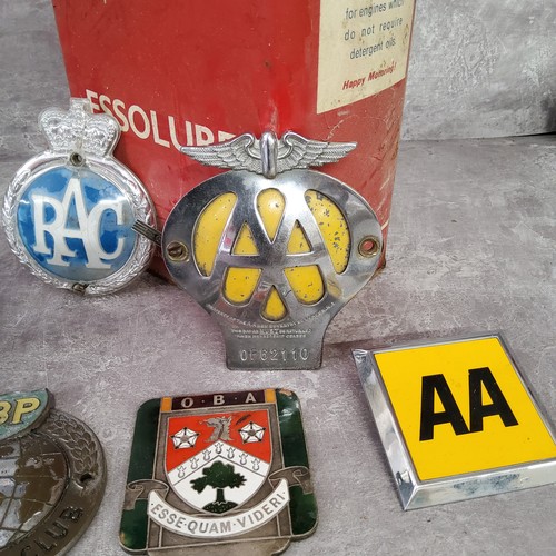 45 - Automobilia - three vintage radiator badges including a BP Automobile Club, an enamel Ashville Colle... 