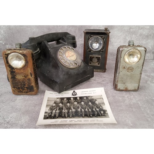 52 - An early 20th century GPO Black Bakelite 332 L telephone with central Sheffield dial card 'area code... 