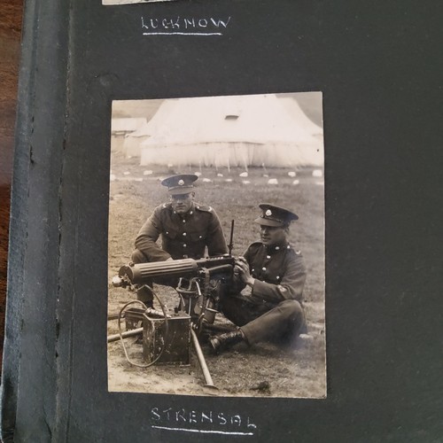 58 - Photography - a photograph album containing military interest examples, local Interest, postcards, e... 