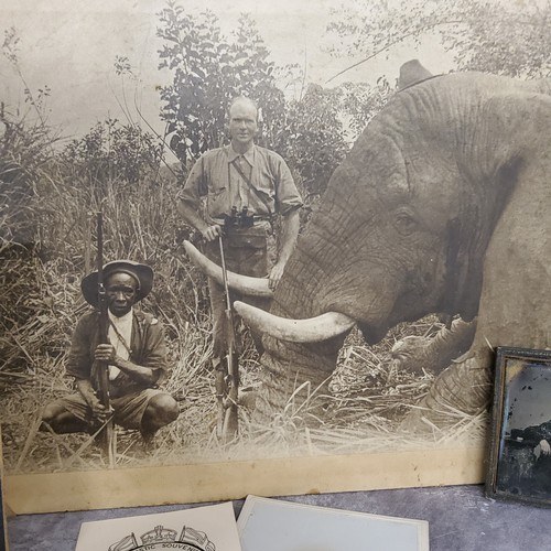 60 - Photography -a large silver gelatin sepia photograph of Zimbabwean big game; Victorian ambrotype por... 