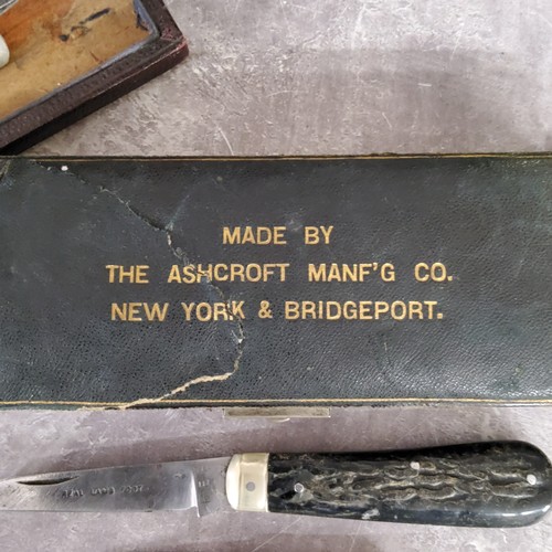 83 - A complete W. H Harling, mathematical instrument set, London; The Ashcroft Manf'g Co. New York &... 