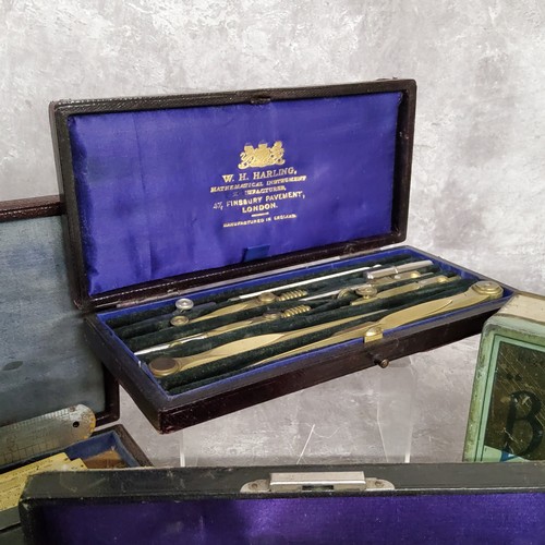 83 - A complete W. H Harling, mathematical instrument set, London; The Ashcroft Manf'g Co. New York &... 