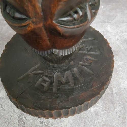 107 - Tribal - A Democratic Republic of the Congo, African stool, signed Kamimbi 36cm high