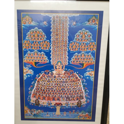 113 - Hindu thangka poster, framed