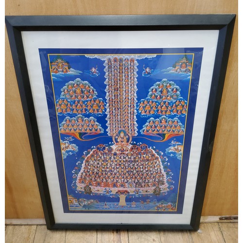 113 - Hindu thangka poster, framed