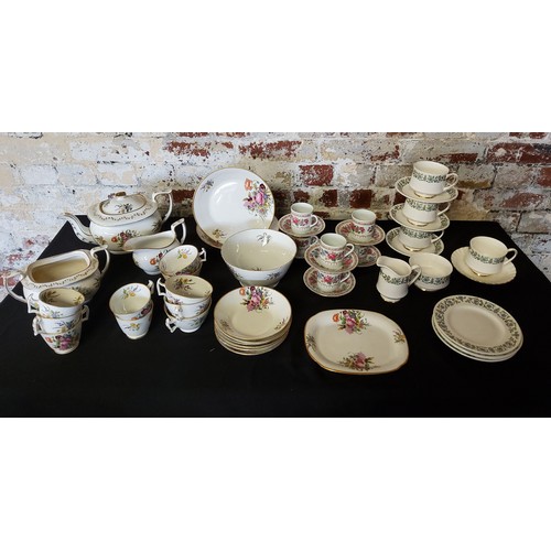 165 - Victorian English tea set, hand painted over transfer with wildflower pattern including 5 tea and co... 