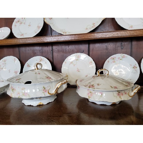 169 - Theodore Haviland French porcelain six place dinner set, platters and terrine. 6 of..side plate 20.5... 