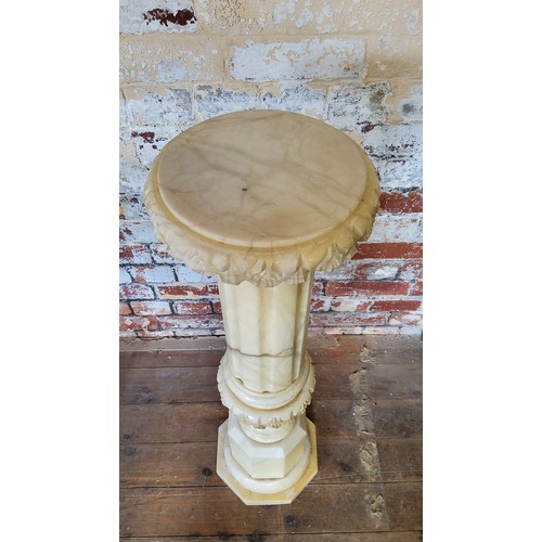 171 - A large veined Carrara marble torchere / jardiniere standheight 94cm x diameter 26cm