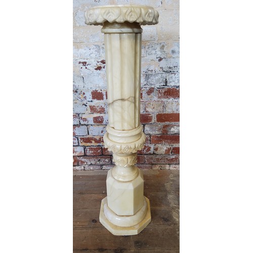 171 - A large veined Carrara marble torchere / jardiniere standheight 94cm x diameter 26cm