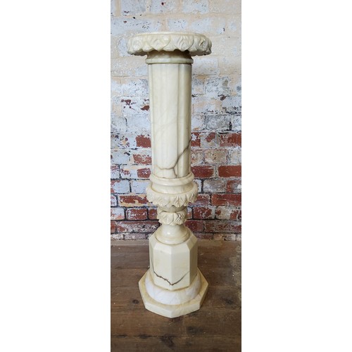 171 - A large veined Carrara marble torchere / jardiniere standheight 94cm x diameter 26cm