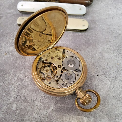 209 - A Waltham open face pocket watch, 17 jewel movement engraved A.W.W.Co Waltham Mass, serial no. 14609... 