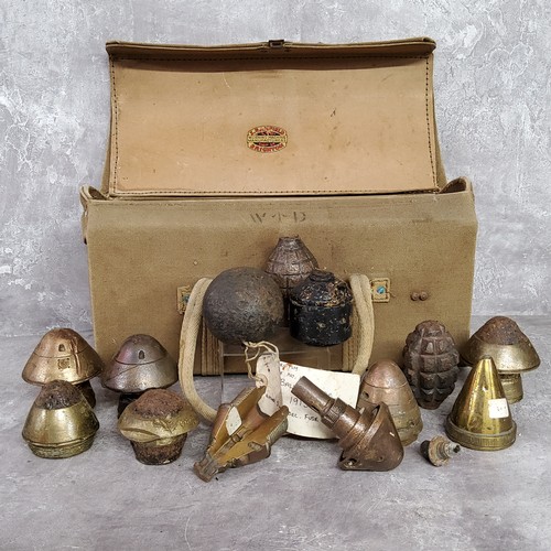 51 - Militaria - A British WWI No. 15 ball hand grenade, French Limon grenade; other ammunition fragments... 