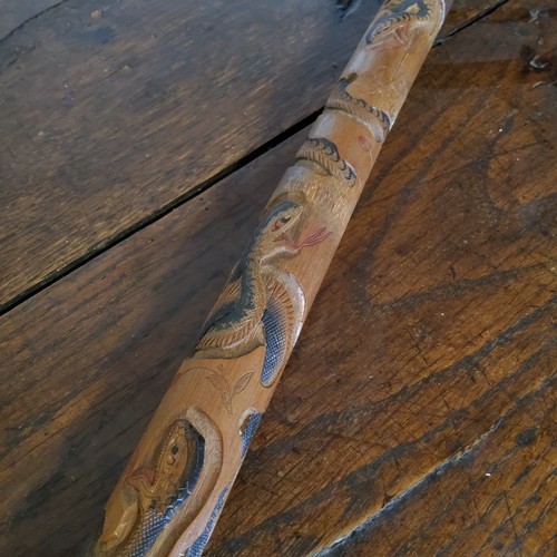 70 - A signed Meiji Period Japanese walking cane, the novelty carved bone pommel carved as a Samurai warr... 