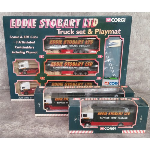 283 - Corgi Eddie Stobart Ltd including 60008 Truck set & Playmat comprising Scania & ERF Cabs &am... 