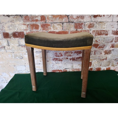 7A - A Queen Elizabeth II Coronation limed oak stool, original upholstery & gold braiding, stamped wi... 