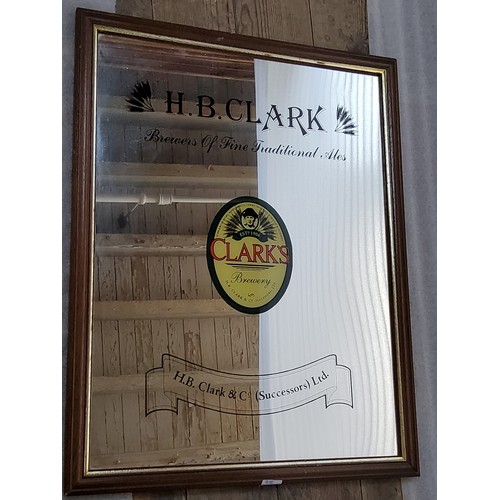 48 - Breweriana - a vintage pictorial advertising pub mirror 'H.B. Clark' of Clark's Brewery, framed, 45c... 