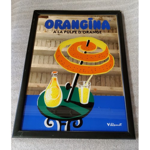 57 - Advertising - a framed Orangina mirrorh. 43.5cm  x w. 32.5cm