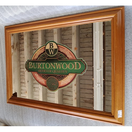 60 - Advertising - a pair of framed Burton Wood Brewery mirrors, framed. Each h. 42.5cm x w. 57.5cm