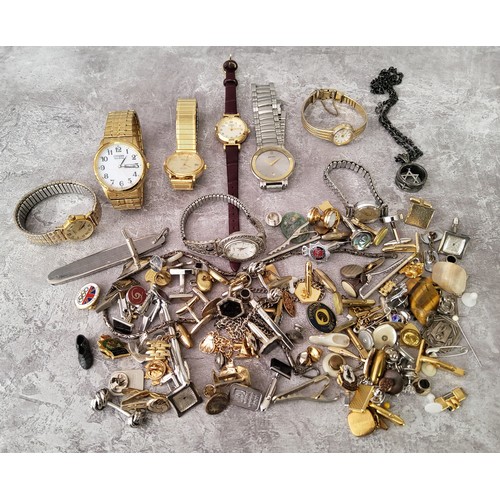 117 - Gentleman's Effects - various early 20th century and later cufflinks; badges watches; etc qty