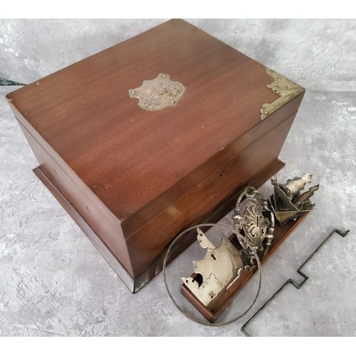 127 - A Victorian mahogany and silver plate mounted work box, each of the silver plated elements stamped H... 