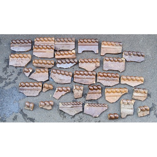 161 - Salvage & Reclamation - various Victorian salt glazed earthenware rope-twist garden border tiles... 