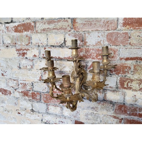 183 - Lighting - a set of four gilt metal Roccoco type country house wall sconces (AF); Four decorative Ne... 